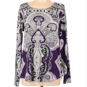 FYLO Purple‎ Paisley Print Stretch Top
